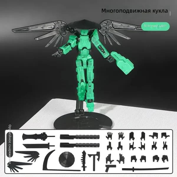 Многошарнирная фигурка-конструктор Lucky13 модель 3007-1 с крыльями зеленая