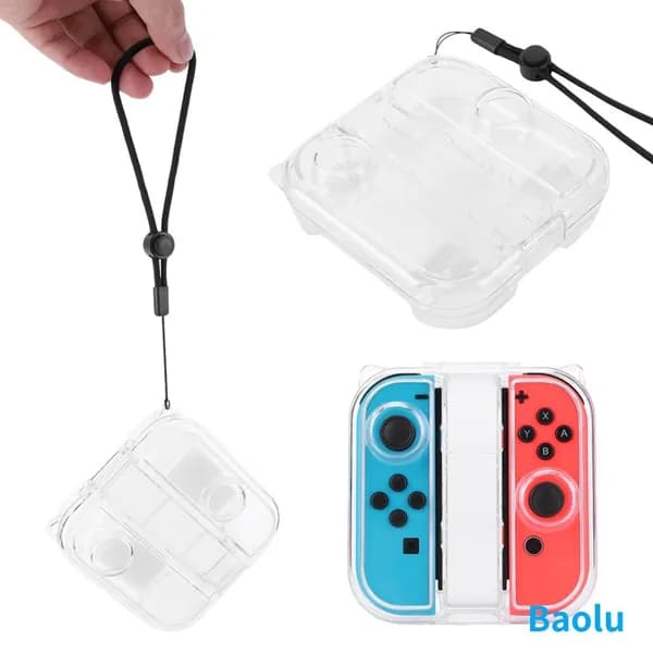 Прозрачный чехол для контроллеров Joy-Con Nintendo Switch с креплением для ручки