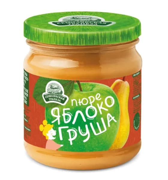 СЕМИЛУКСКАЯ ТРАПЕЗА Пюре фруктовое Яблочно-грушевое 470 г. , 2 штуки