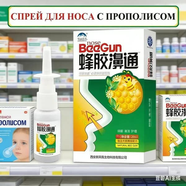 Спрей для носа от насморка, гайморита, синусита, от аллергии, с прополисом