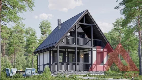 Архитектурное решение каркасного дома "Борисово", 7*7, 53 м.кв.