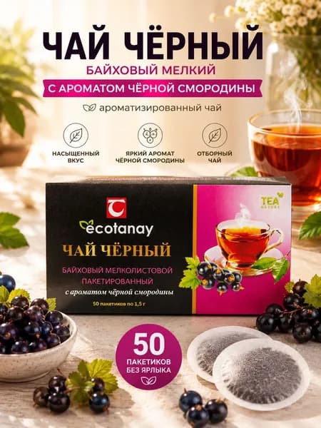 Чай чёрный байховый c ароматом чёрной смородины