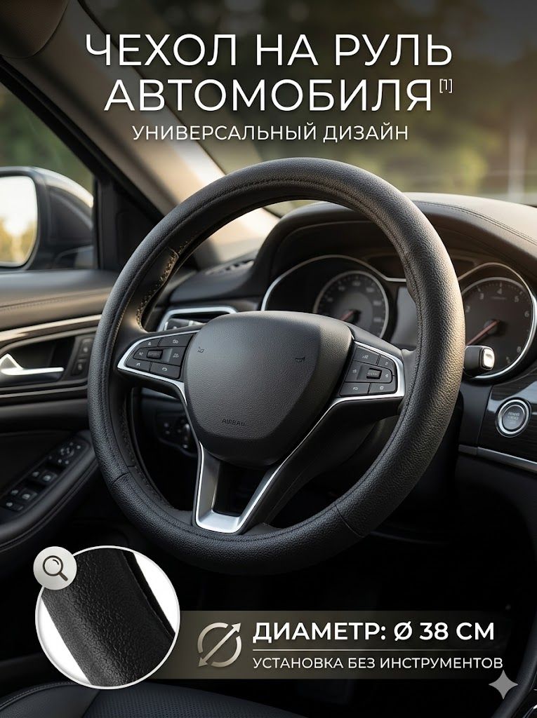 Оплетка на руль, диаметр 38 см, 1 шт.
