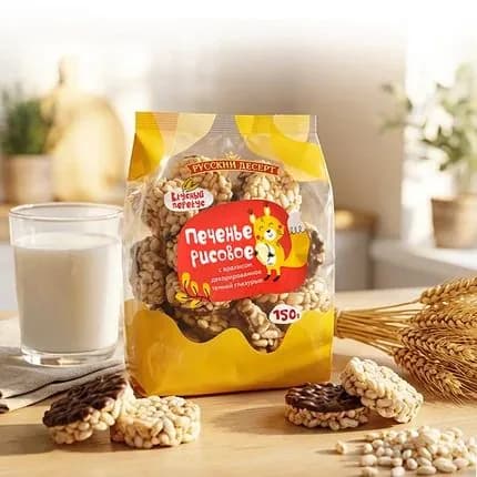 Печенье рисовое, Русский десерт, 150 г. с арахисом это хрустящий перекус, который понравится и детям, и взрослым