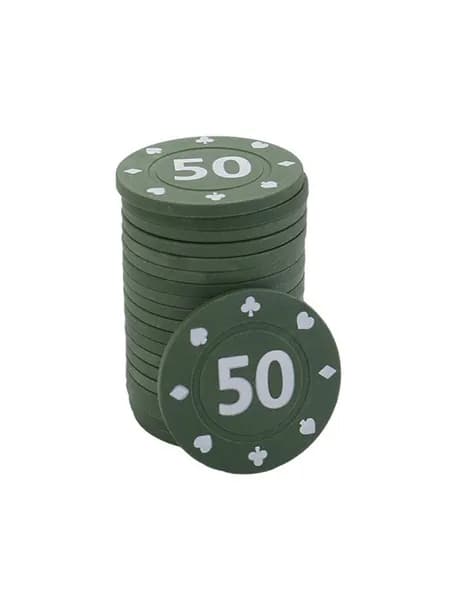 (1 упаковка 100 штук) Чипы для игр - номинал 50 с коробкой