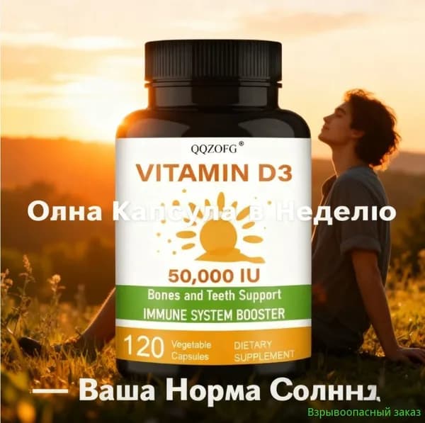 Vitamin D3 50 000 МЕ Еженедельная Формула для Иммунитета и Костей, 120 Вегетарианских Капсул CO3205