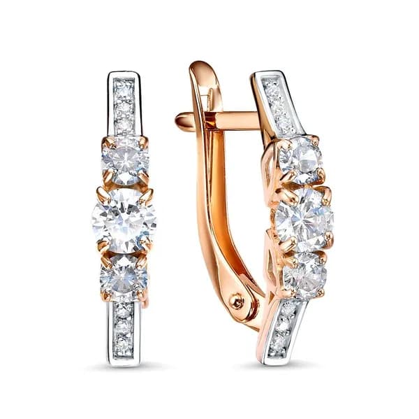 Серьги женские с фианитами из красного золота 375 пробы 585GOLD