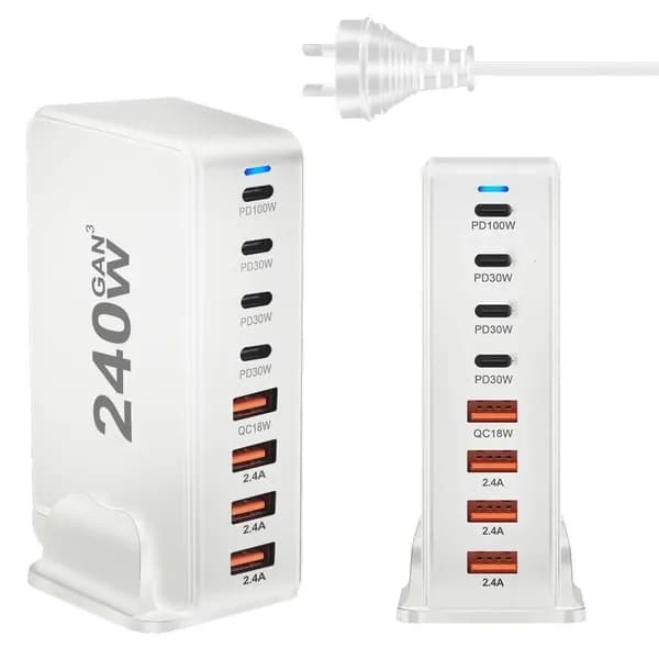 8-портовый USB-хаб для зарядки 240W, Белый - AU
