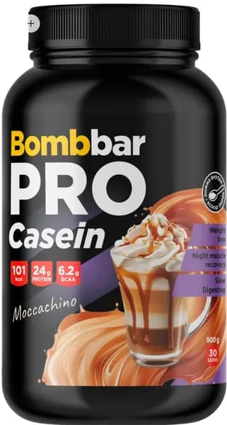 Bombbar Казеин концентрат сухой для приготовления напитка 900 г. вкус "Моккачино"