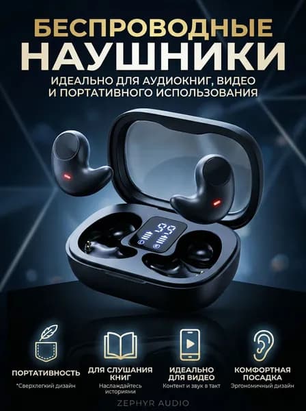Наушники беспроводные с микрофоном, Bluetooth, USB Type-C, черный