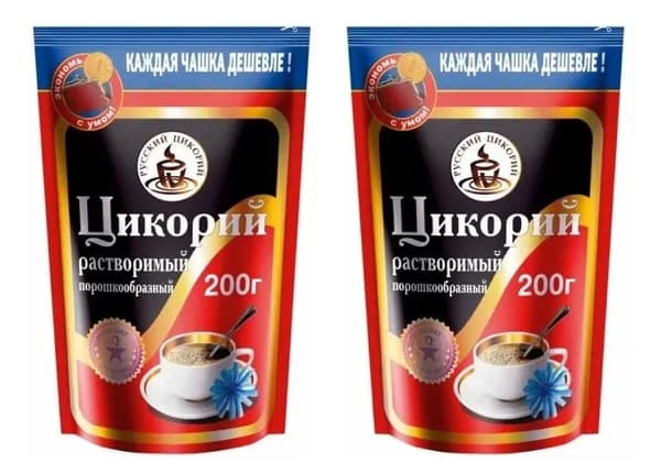 Русский цикорий Цикорий натуральный растворимый, 200 гр, 2 упаковки