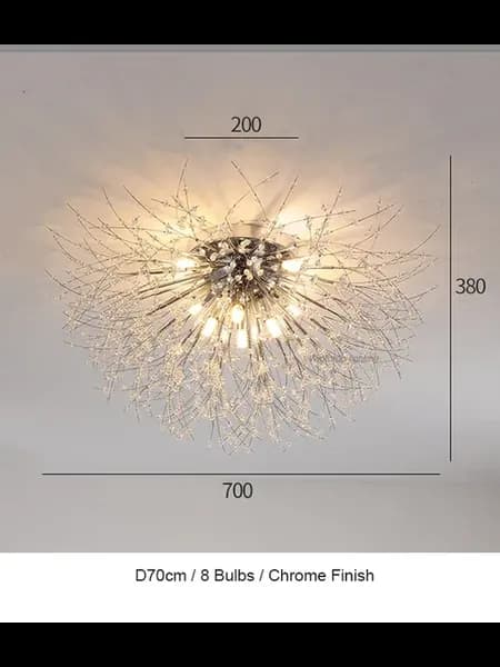 Люстра потолочная D70cm Chrome 8Bulbs