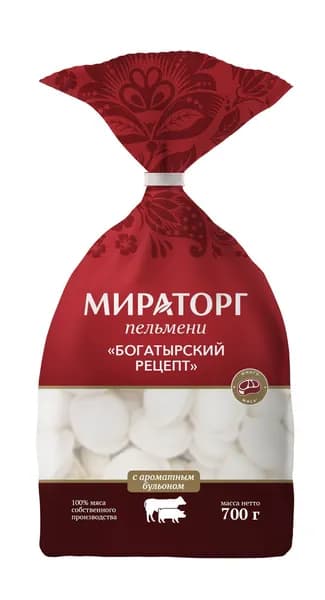 Пельмени Богатырский рецепт 700 г, Мираторг, замороженные