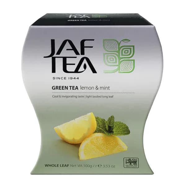 Чай цейлонский JAF TEA Lemon&Mint зелёный листовой, с ароматом лимона и мяты, 100 г.