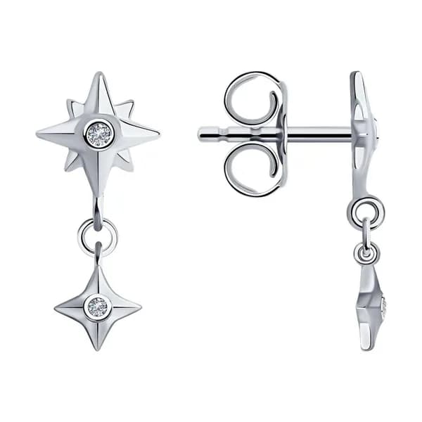 Серебряные серьги DIAMANT-ONLINE с бриллиантом 925 пробы