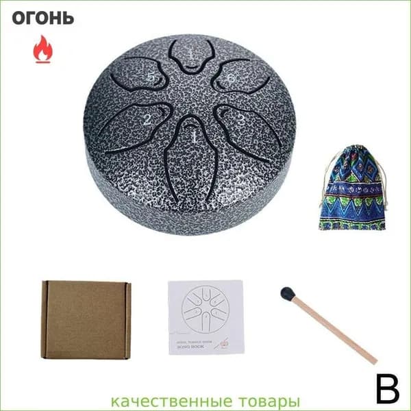 Мини-глюкофон 3 дюйма, 6 нот, стальной барабан для языка