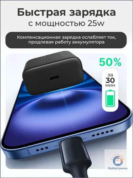 Зарядное устройство для телефона 25 W/ Блок питания Type C / Зарядка для iPhone / Samsung