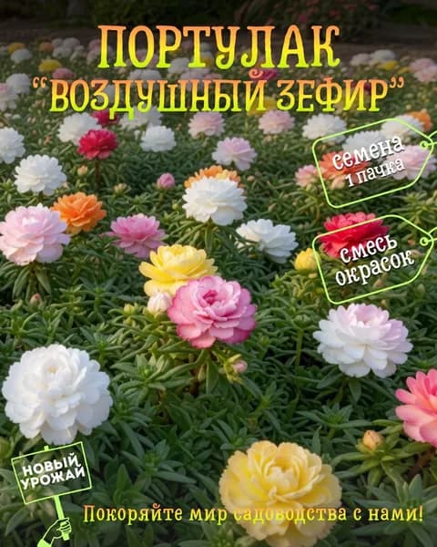 Портулак (махровый) Воздушный зефир (смесь), семена, 10 шт.