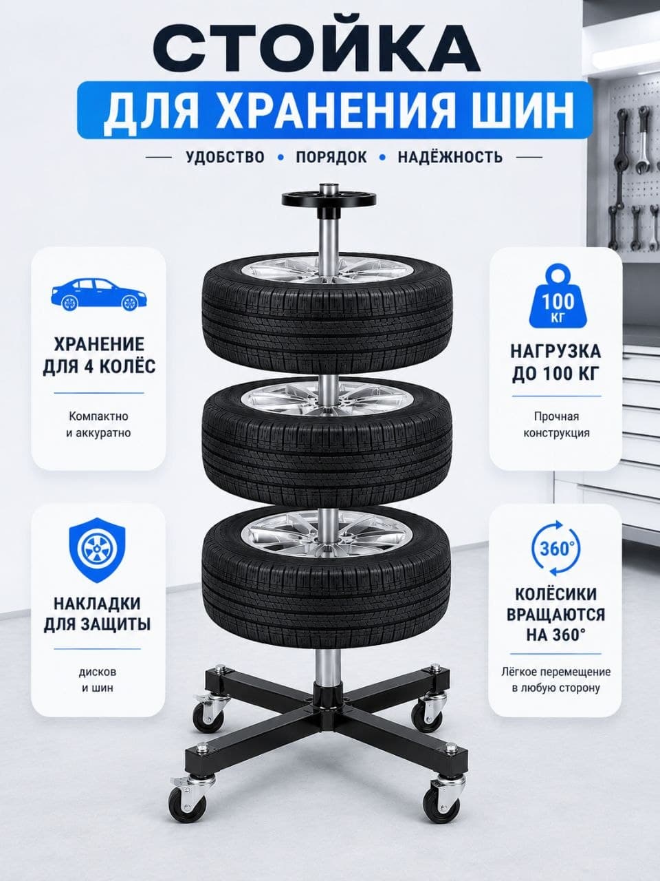 Стойка стеллаж для хранения колес и шин