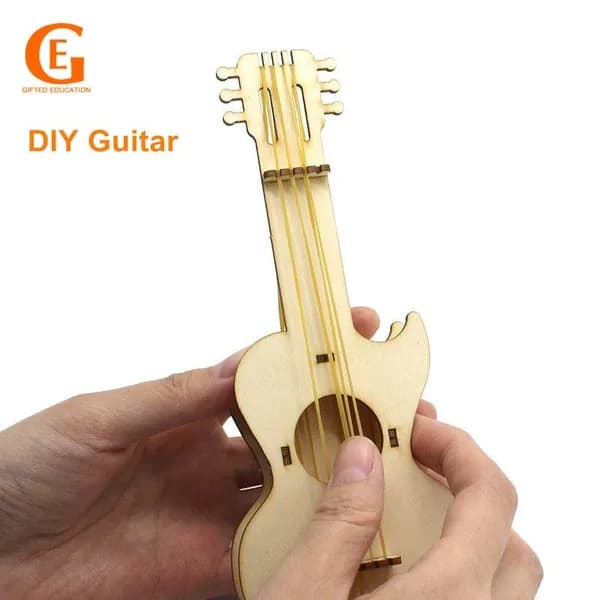 Деревянный Конструктор Гитара DIY с Музыкой, Научно-Обучающая Игрушка-Пазл для Развития, Отличный Подарок