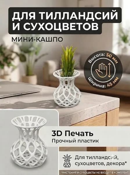 Набор мини-кашпо для тилландсий и сухоцветов, 2 шт, ваза декоративная 5 см
