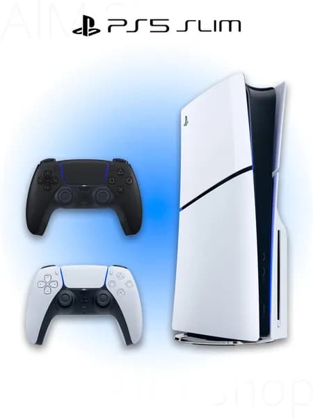 Игровая приставка Sony PlayStation 5 Slim с дисководом + 2 геймпад (черный, Midnight Black)