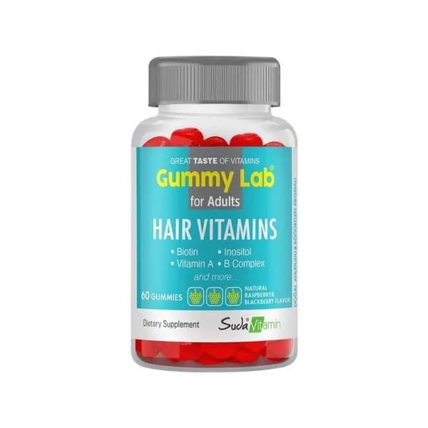 Gummy Lab Витамины для волос 60 жевательных конфет Со вкусом малины и ежевики подкрепление