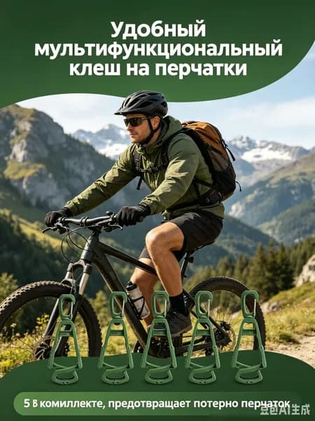 Универсальные клипсы-держатели для перчаток и снаряжения, 5 шт., зеленые