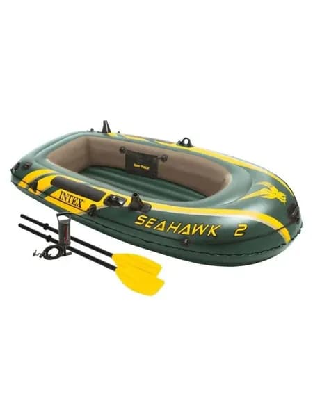 Лодка надувная Intex Seahawk 2 68347 (до 200кг) 236х114х41см + весла/насос, зеленый