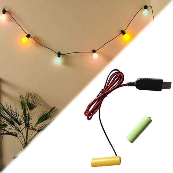 USB-кабель для имитации батареек AA и AAA, 3 В, длина 2 м