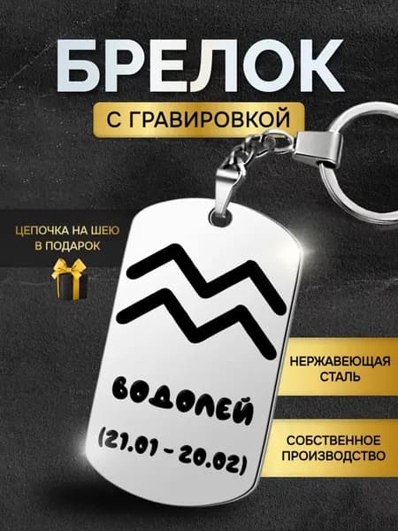 Брелок для ключей Знаки зодиака Водолей подарок гороскоп