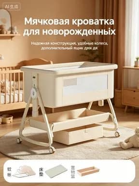 Кровать детская 52х91х13 см, светло-бежевый