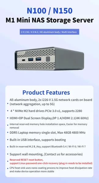 Мини-ПК Intel  N305 мини ПК (Intel N150, RAM 32 ГБ, Intel Graphics, Windows 11 Pro), 中国, серебристый