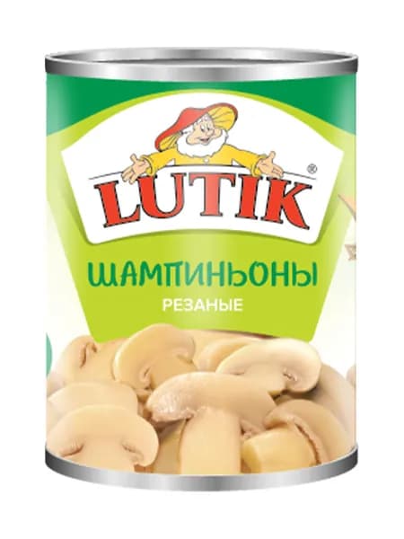 Шампиньоны Lutik резаные консервированные без добавления уксусной кислоты, 3000мл