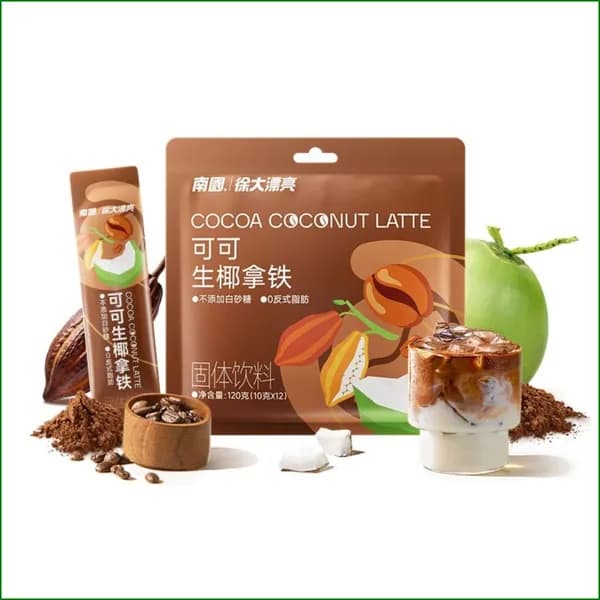 Nanguo Латте с какао и кокосом, 120 г кокосового молока, растворимый эспрессо