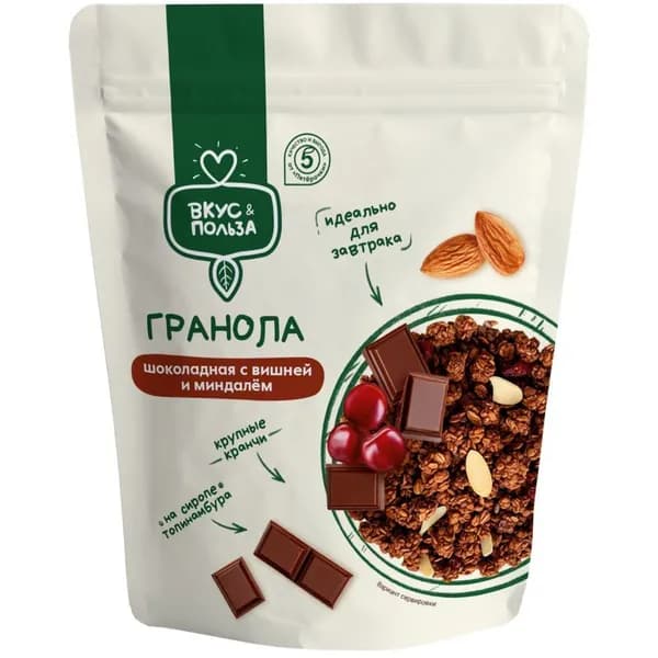 Гранола с вишней и миндалем шоколадная 300гр - 4 шт