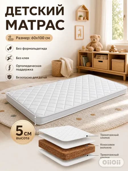 Матрас, Беспружинный, 56х100 см