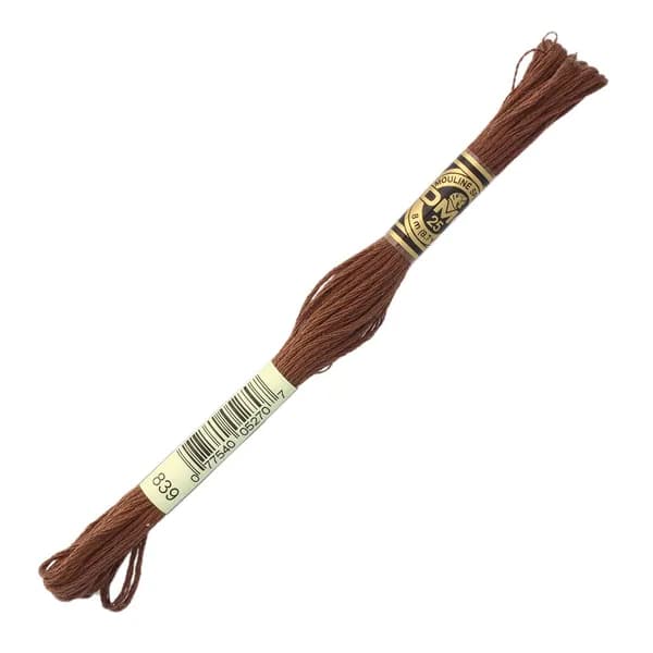 Мулине ДМС нитки для вышивания DMC, 8 м, 1 шт, цвет 839