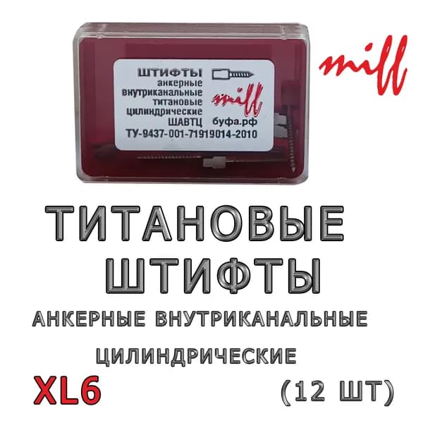miff Штифт внутриканальный, 12шт, цвет: серый металлик, материал: Металл