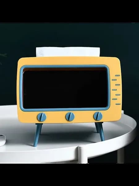 Диспенсер для салфеток в виде ТВ с держателем для смартфона