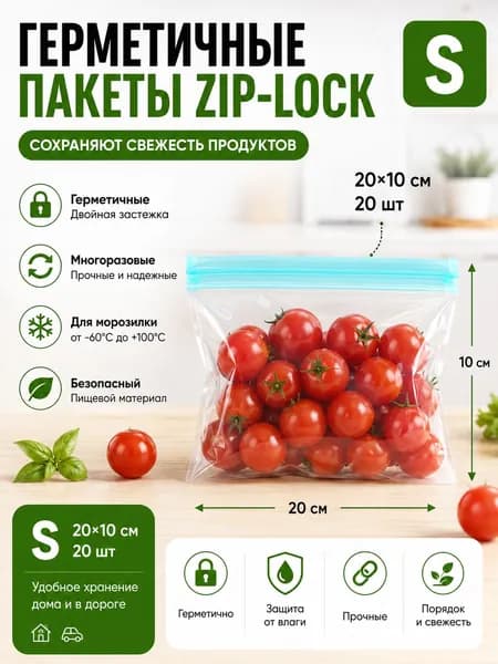 Пакеты для заморозки, 20*10 см