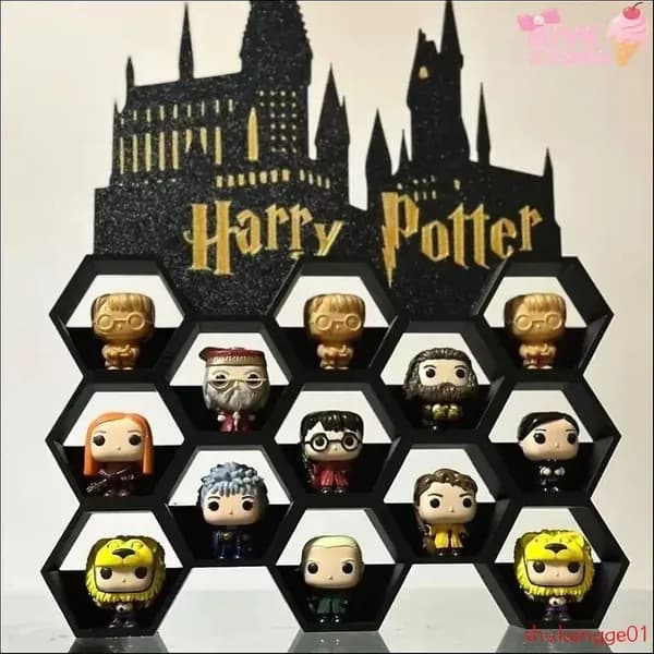 Шкафчик для игрушек по Гарри Поттеру Стеллаж с фоном замка Хогвартс Шестиугольный стеллаж для демонстрацииFunko Pop(без игрушек...