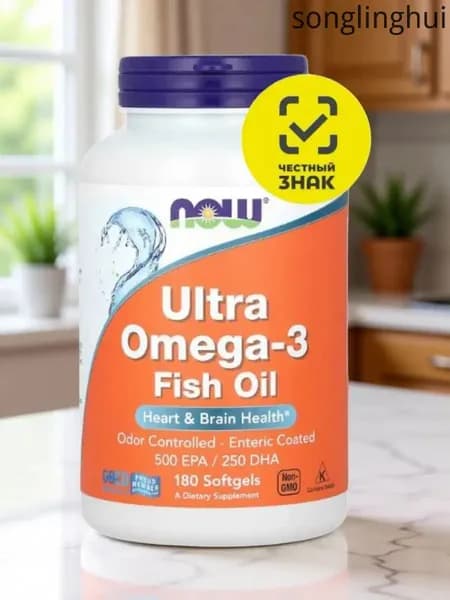 NOW Foods, Ultra Omega-3, рыбий жир с омега-3, 180 капсул