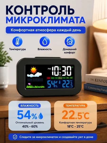 Умные цифровые часы Метеорологическая станция показывает календарь напоминаний Электронный цифровой термометр температуры и влажности