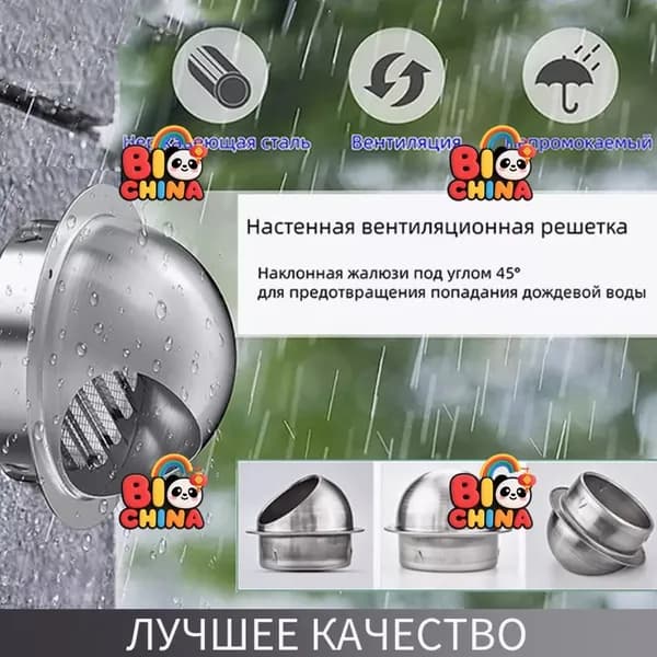 Выход стенной металлический с решеткой и сеткой, 304 нержавеющей стали,D100mm