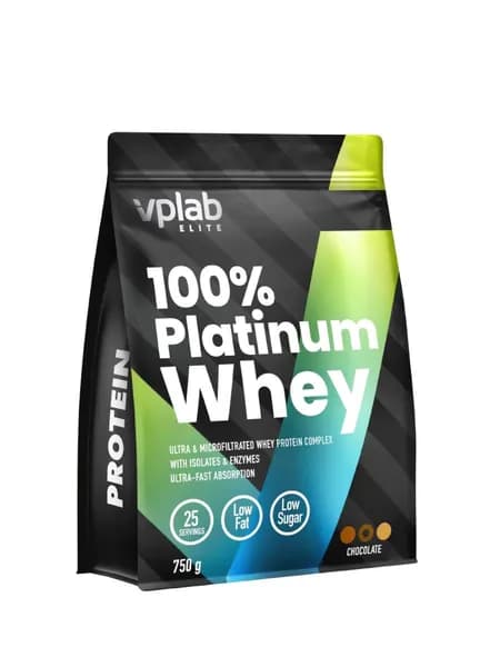 VPLAB Elite Platinum Whey, Протеин сывороточный с ферментами, Спортивное питание набора мышечной массы, порошок 750 г со вкусом шоколада, Изолят сывороточного белка
