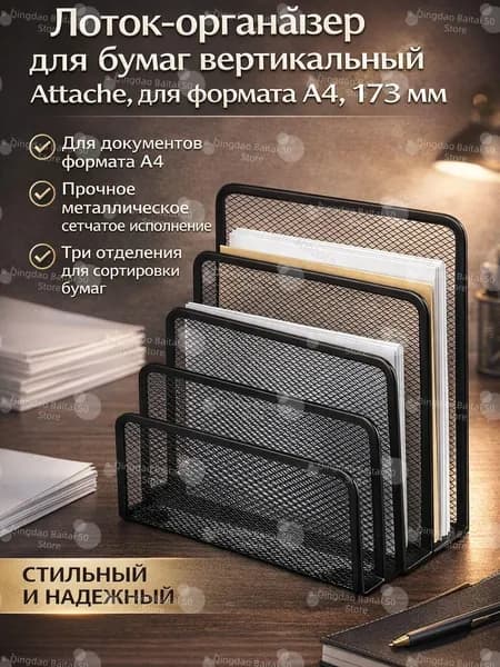 Вертикальный лоток-органайзер для бумаг формата A4, удобный держатель документов и папок, компактный настольный аксессуар для дома и офиса