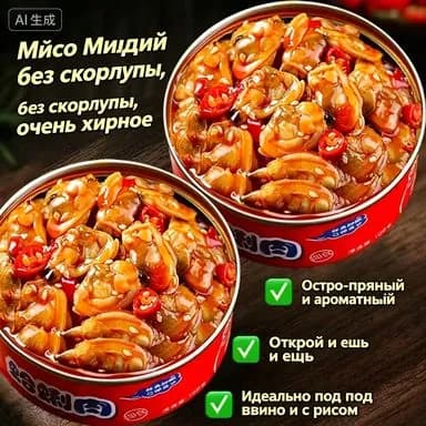 Китайский ресторан "Острые мидии" 100г *1 банка