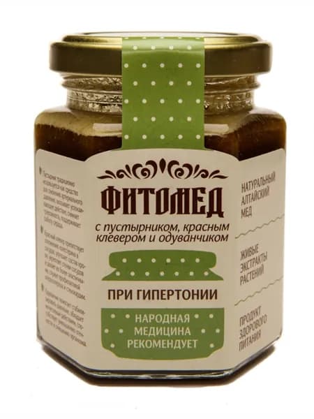 ПРИ ГИПЕРТОНИИ фитомёд с уникальными алтайскими травами от бренда "ПЧЕЛА и человек", вес 230 грамм