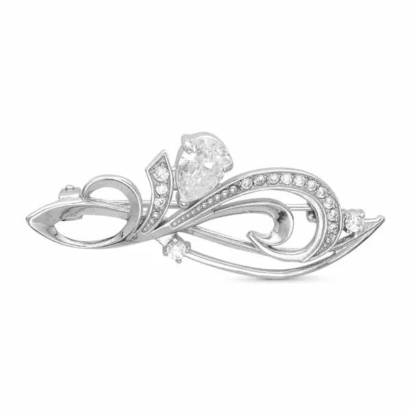 Брошь из серебра 925 с бесцветными фианитами Б1387704Д